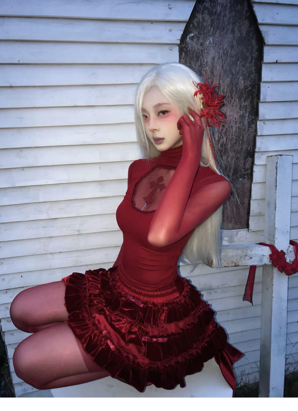 Bloody Red See-Through Gloves-Damn Girl