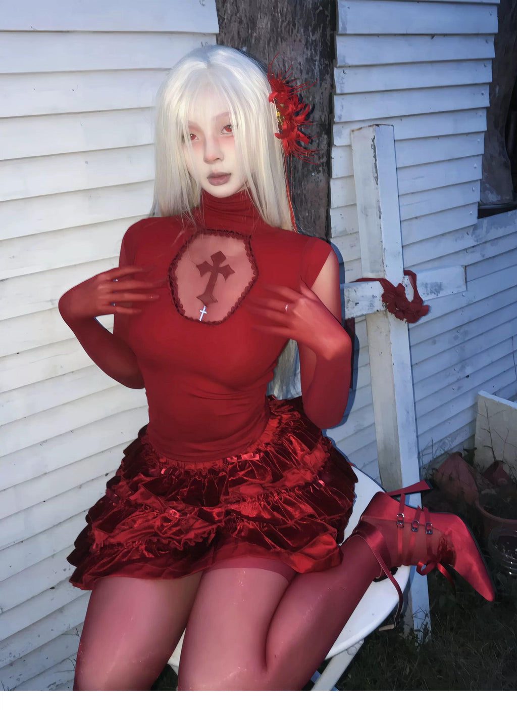 Bloody Red See-Through Gloves-Damn Girl