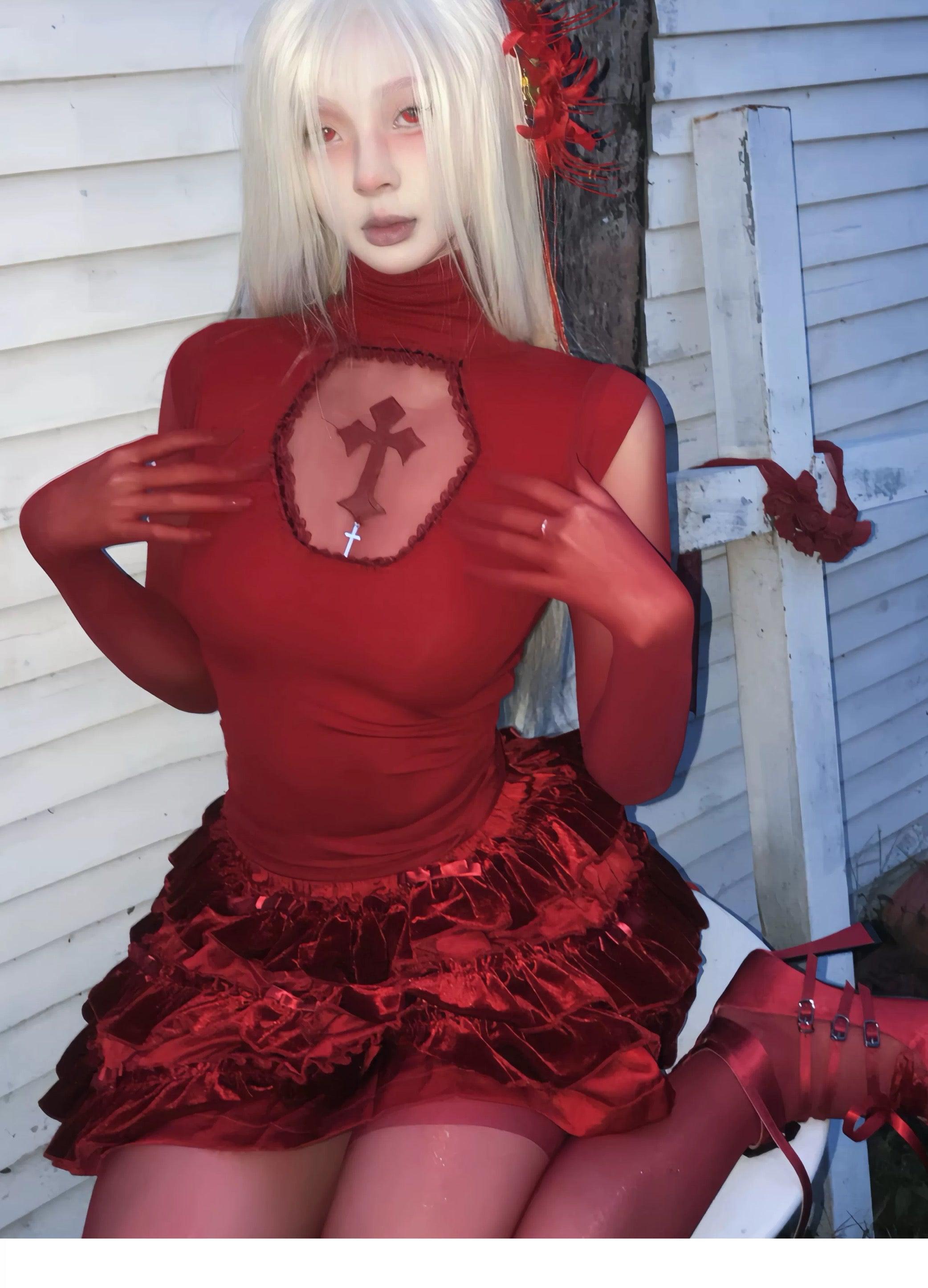 Bloody Red See-Through Gloves-Damn Girl