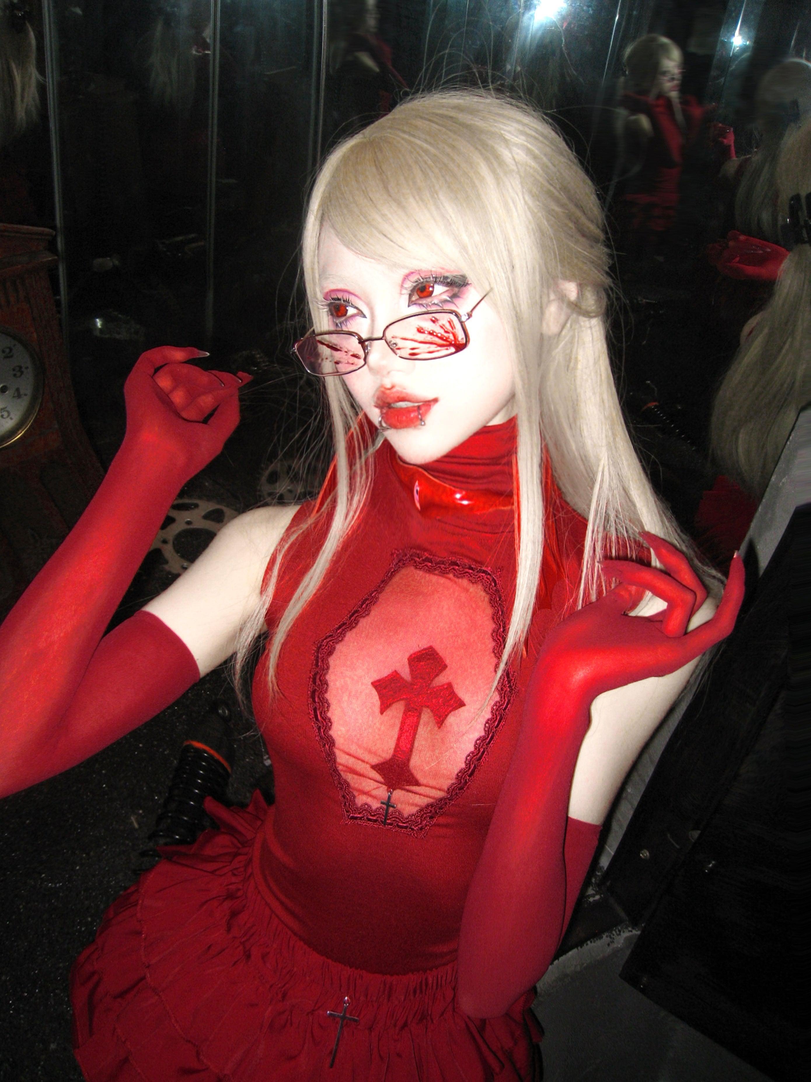 Bloody Red See-Through Gloves-Damn Girl