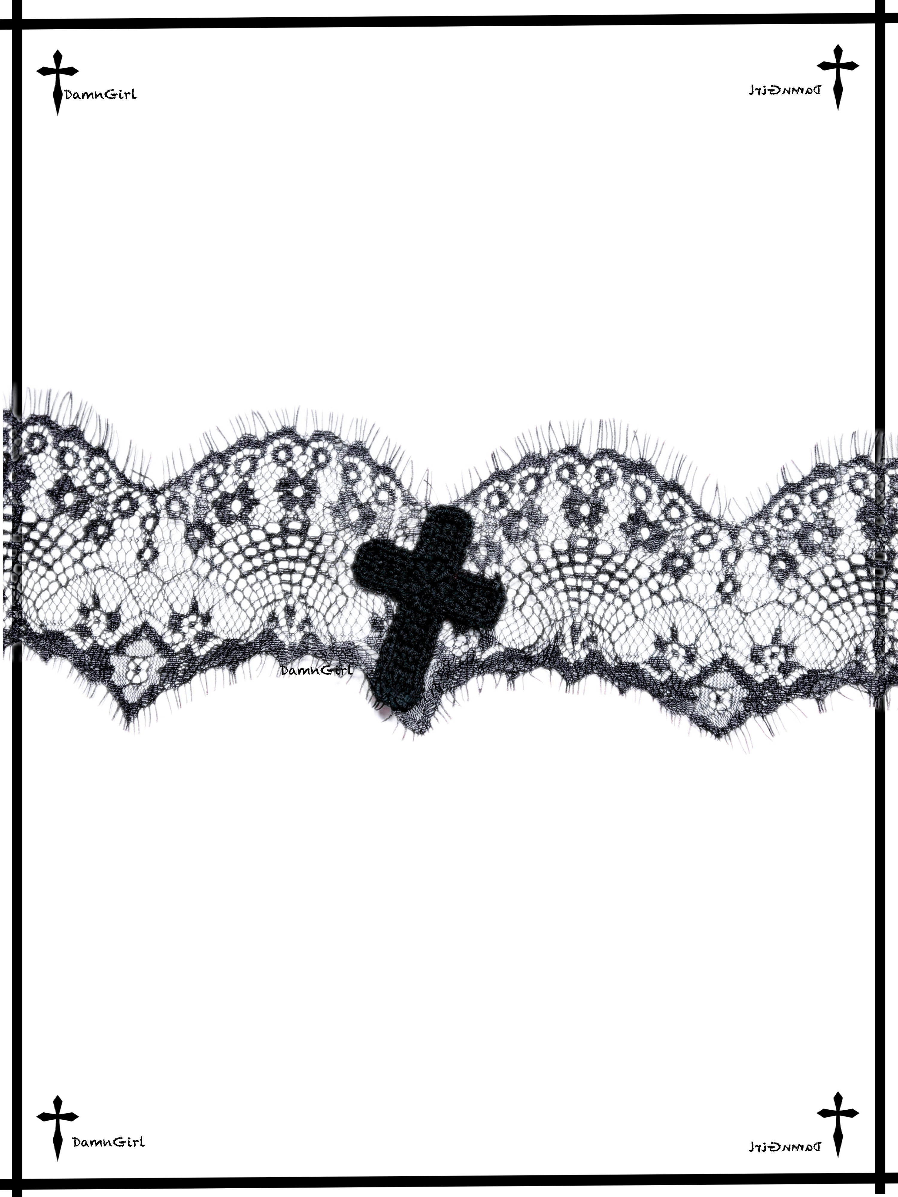 ✞ Black Lace Crochet Cross Choker