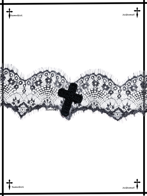 Black Lace Crochet Cross Choker