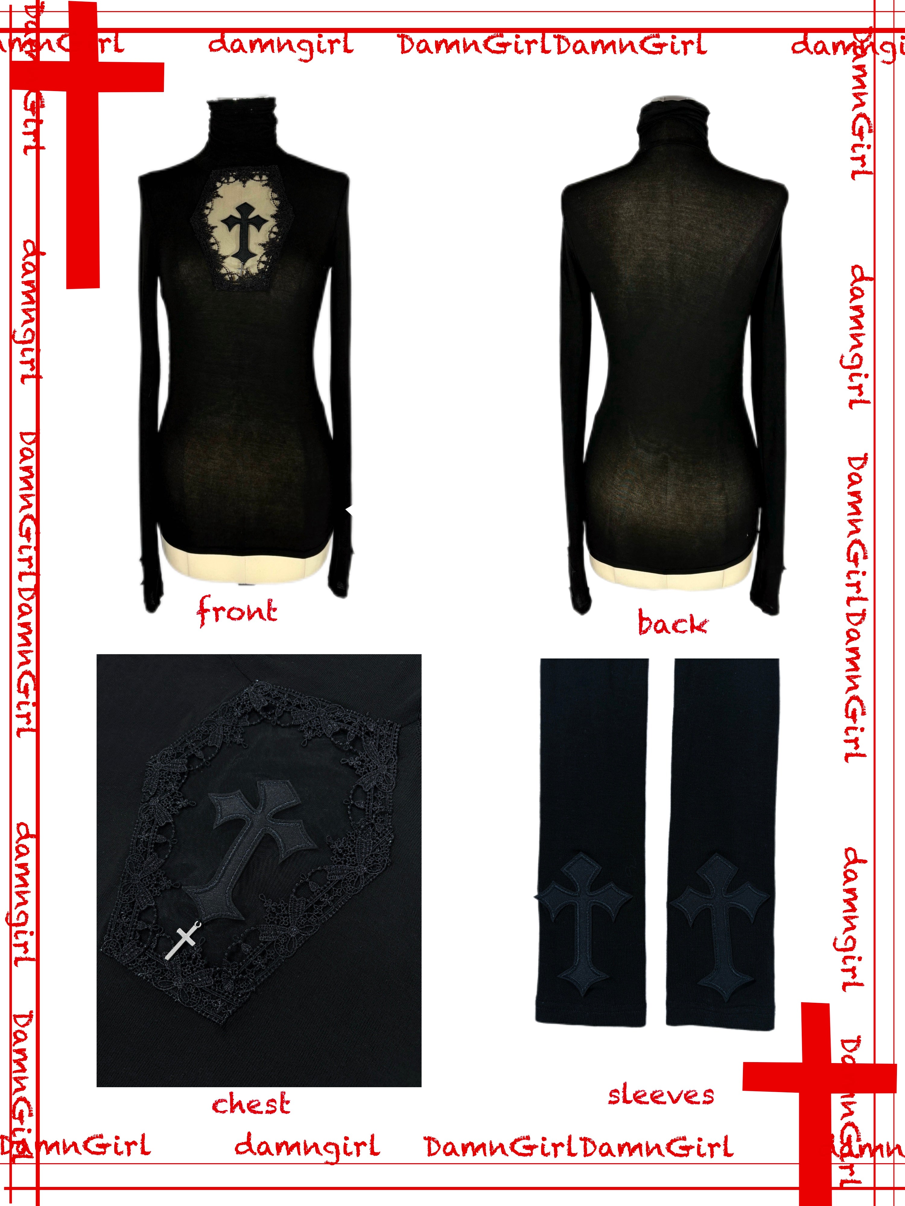 Dark Gothic Cross Cut-out Top-Damn Girl