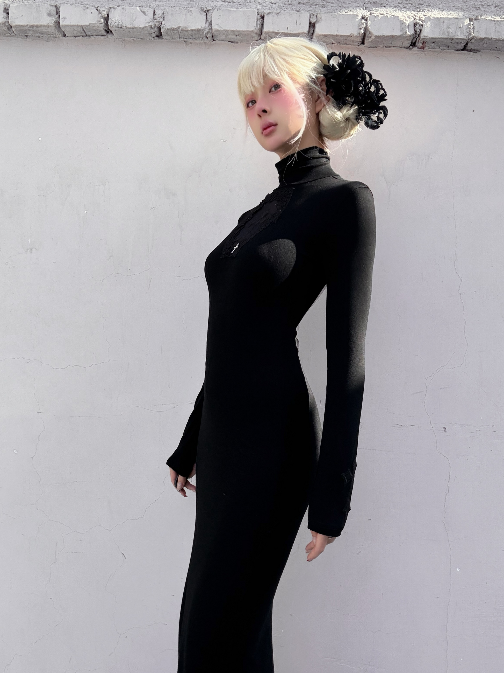 Dark Gothic Cross Cutout Mermaid Dress-Damn Girl