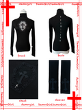 Dark Gothic Cross Cutout Top with Nine Crosses-Damn Girl