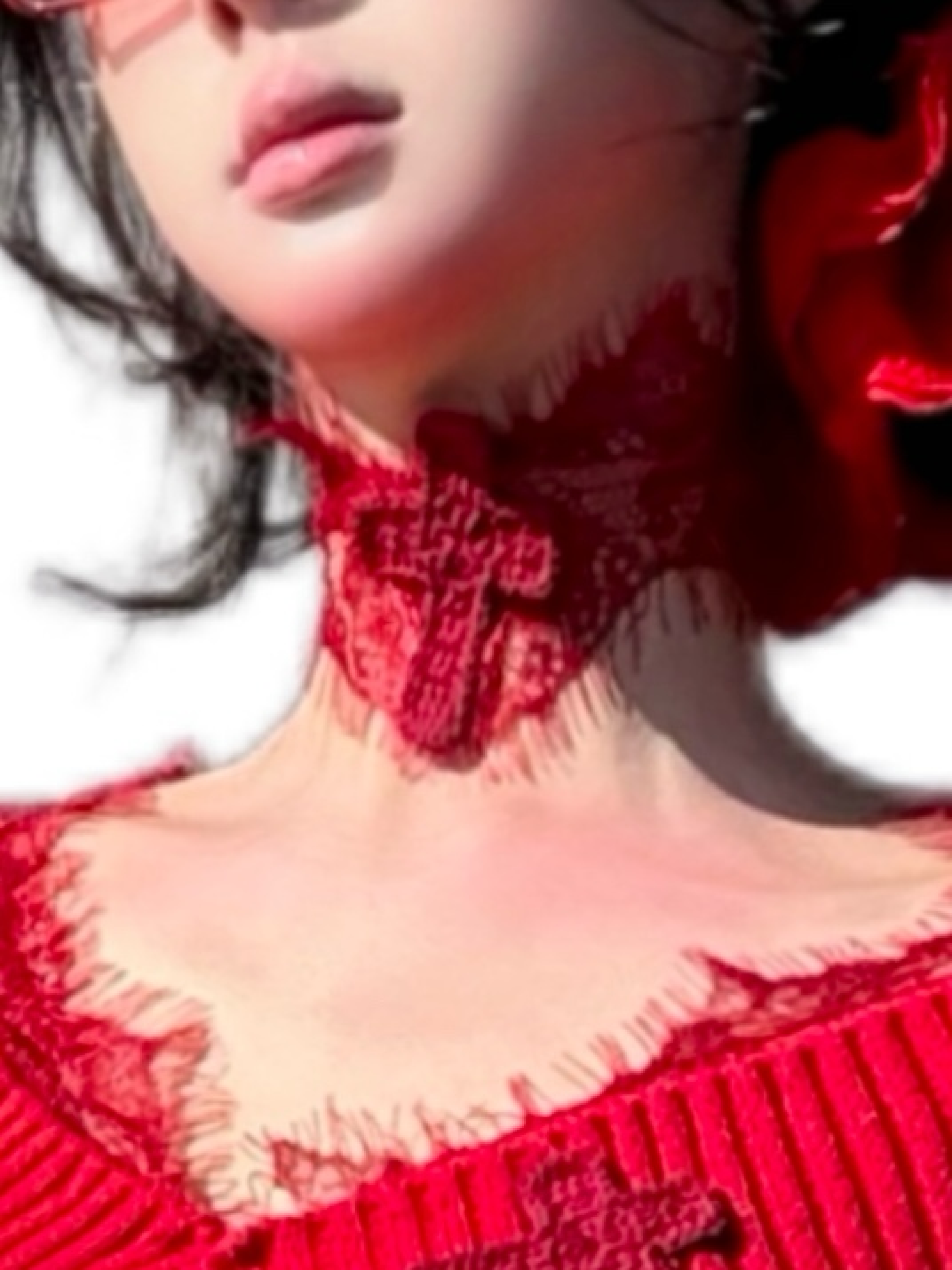 Red Lace Crochet Cross Choker-Damn Girl