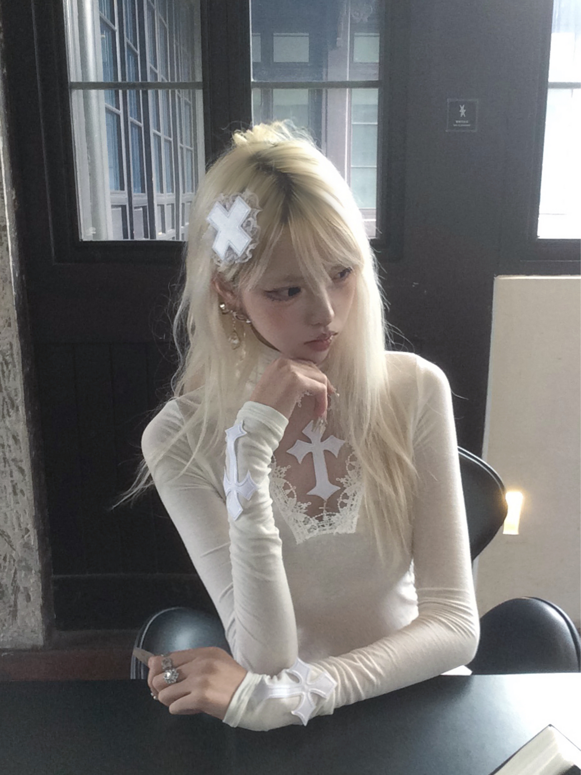Sacred Cross Cut-out Top-Damn Girl