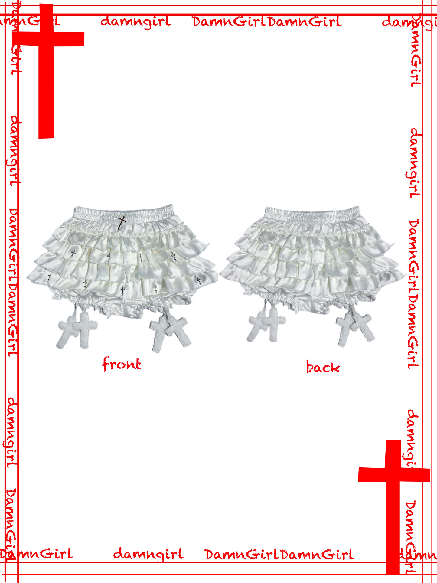 Sacred Cross Skirt with Tiered Ruffle Bloomers-Damn Girl