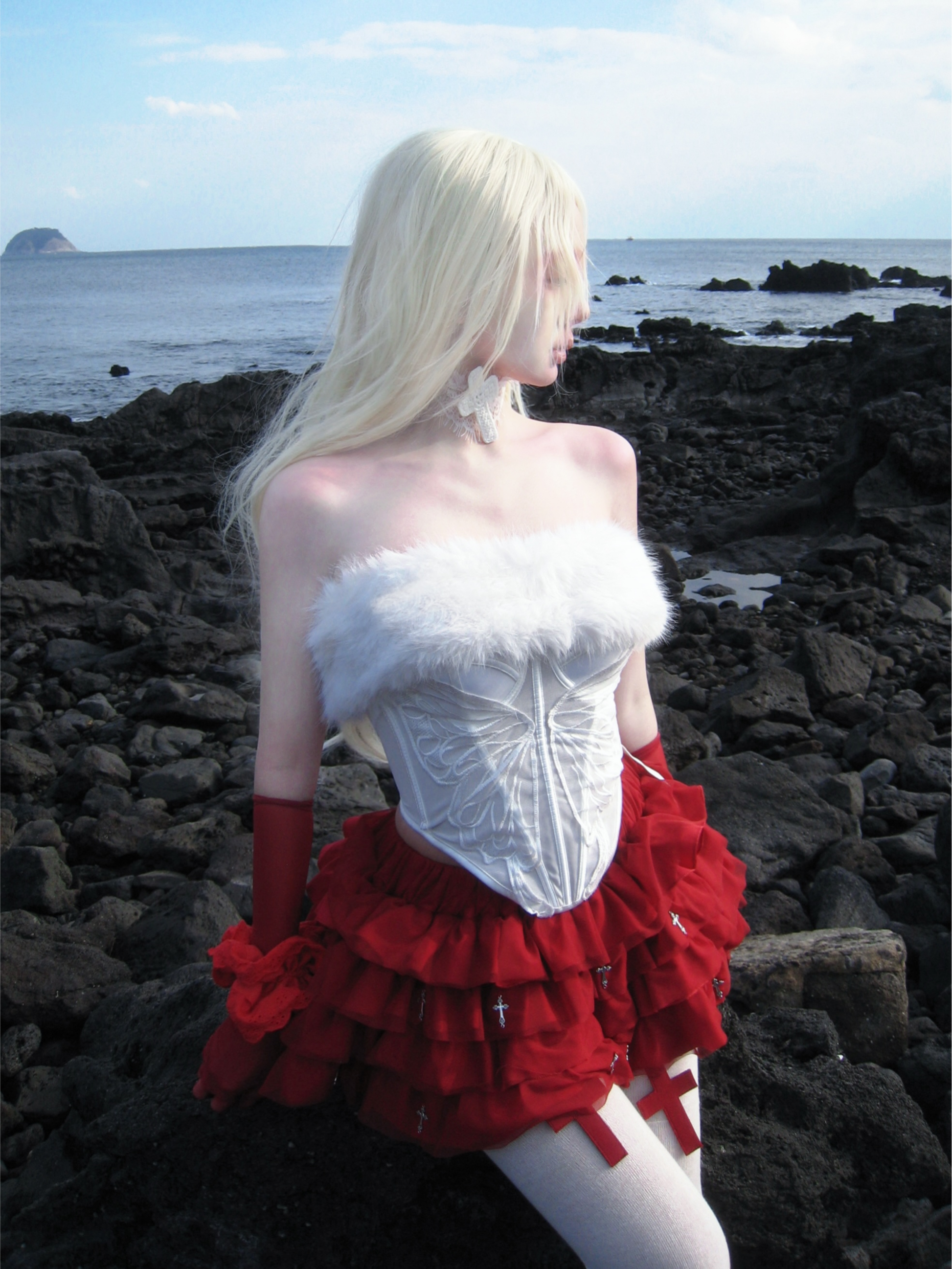 Snow Angel Corset with Fur Trim-Damn Girl