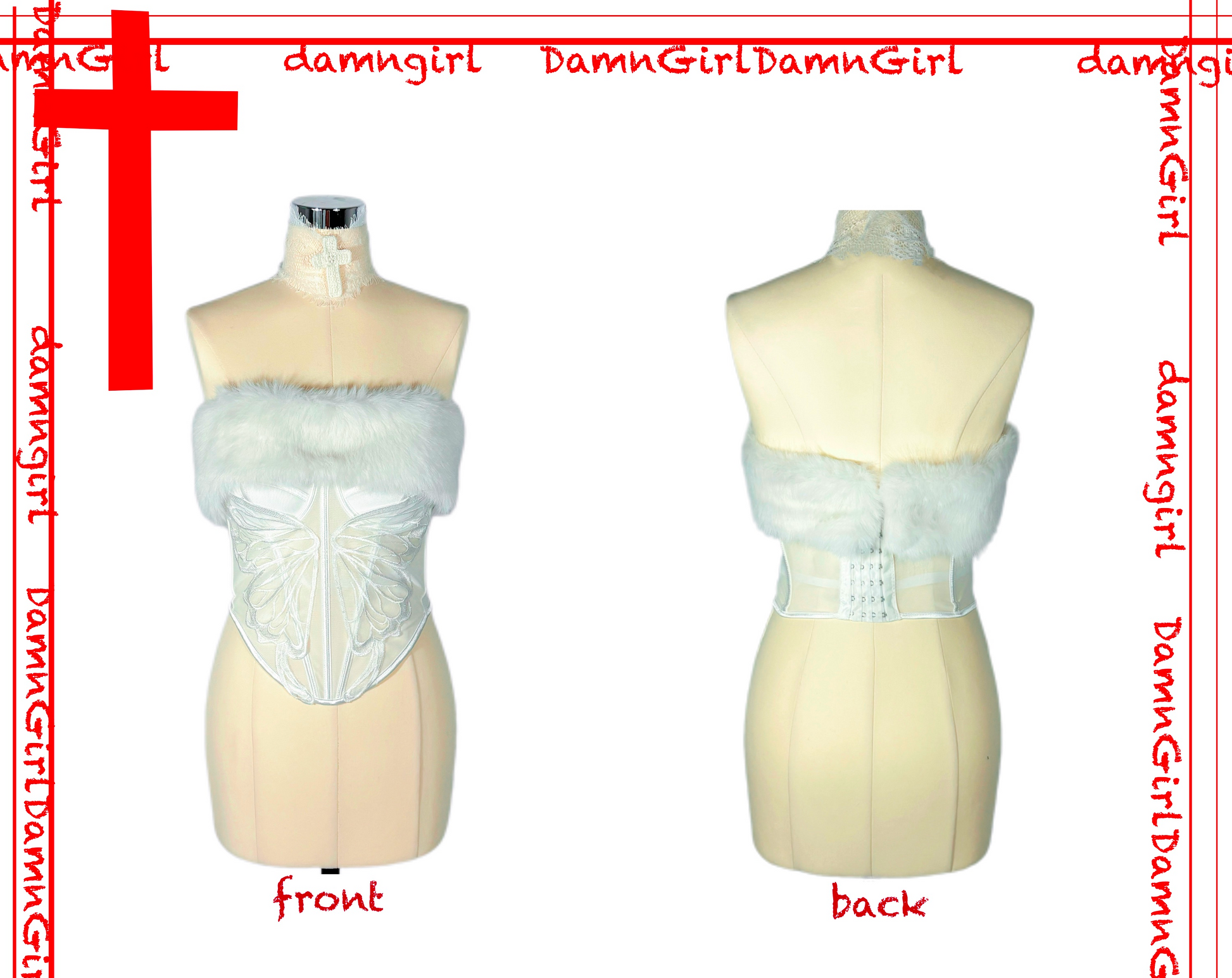 Snow Angel Corset with Fur Trim-Damn Girl