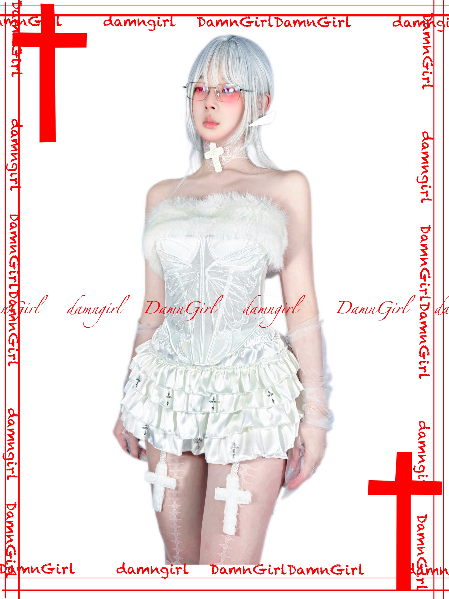 Snow Angel Corset with Fur Trim-Damn Girl