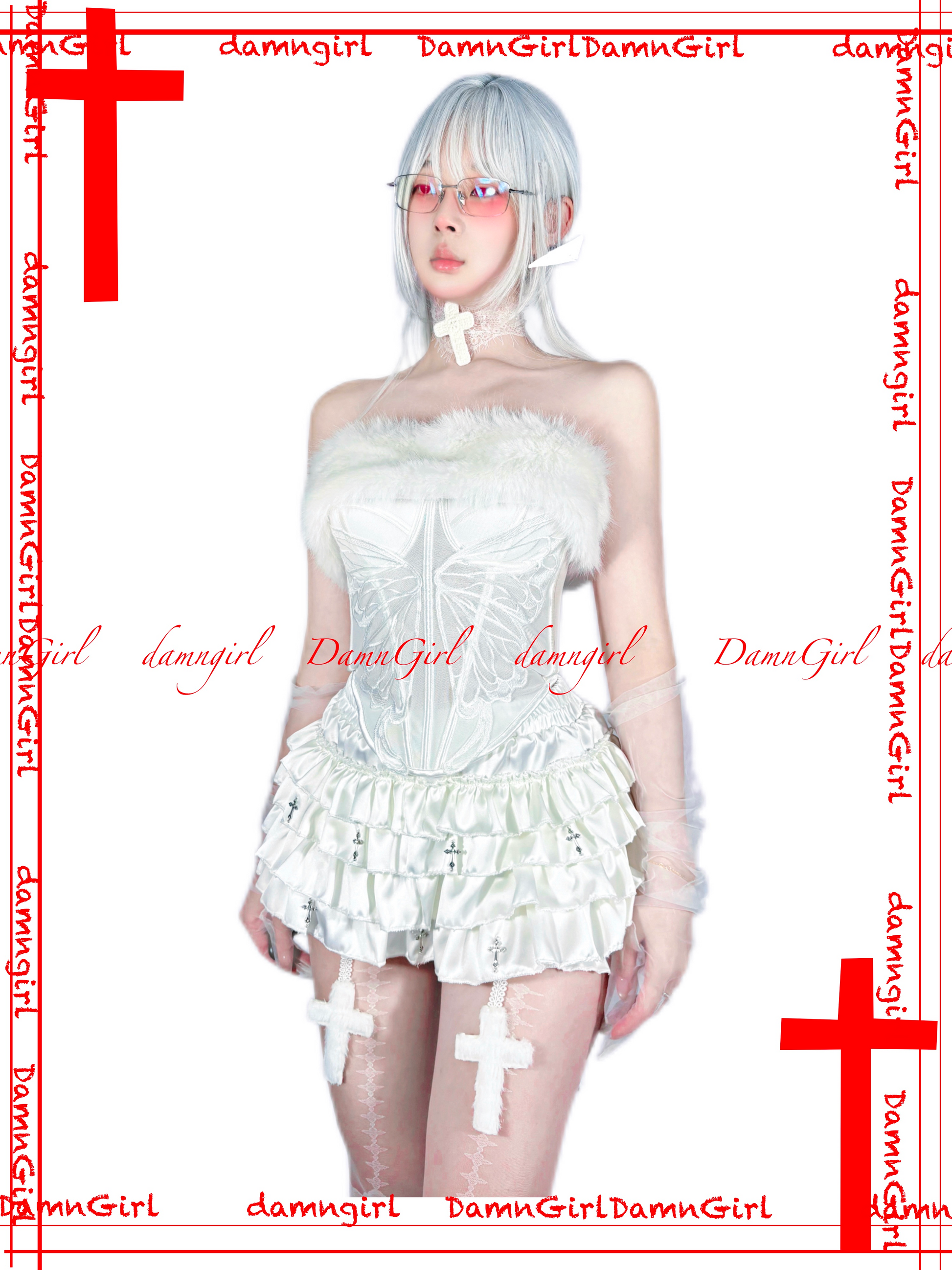 Snow Angel Corset with Fur Trim-Damn Girl