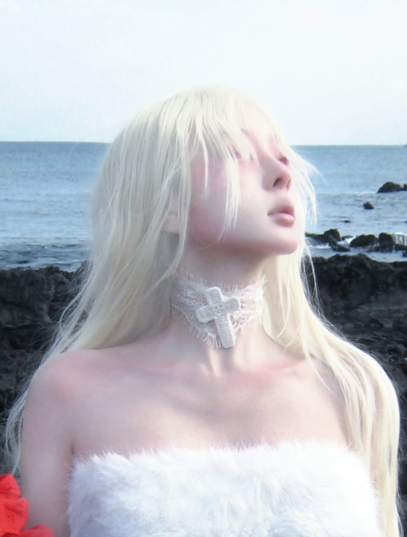 White Lace Crochet Cross choker-Damn Girl